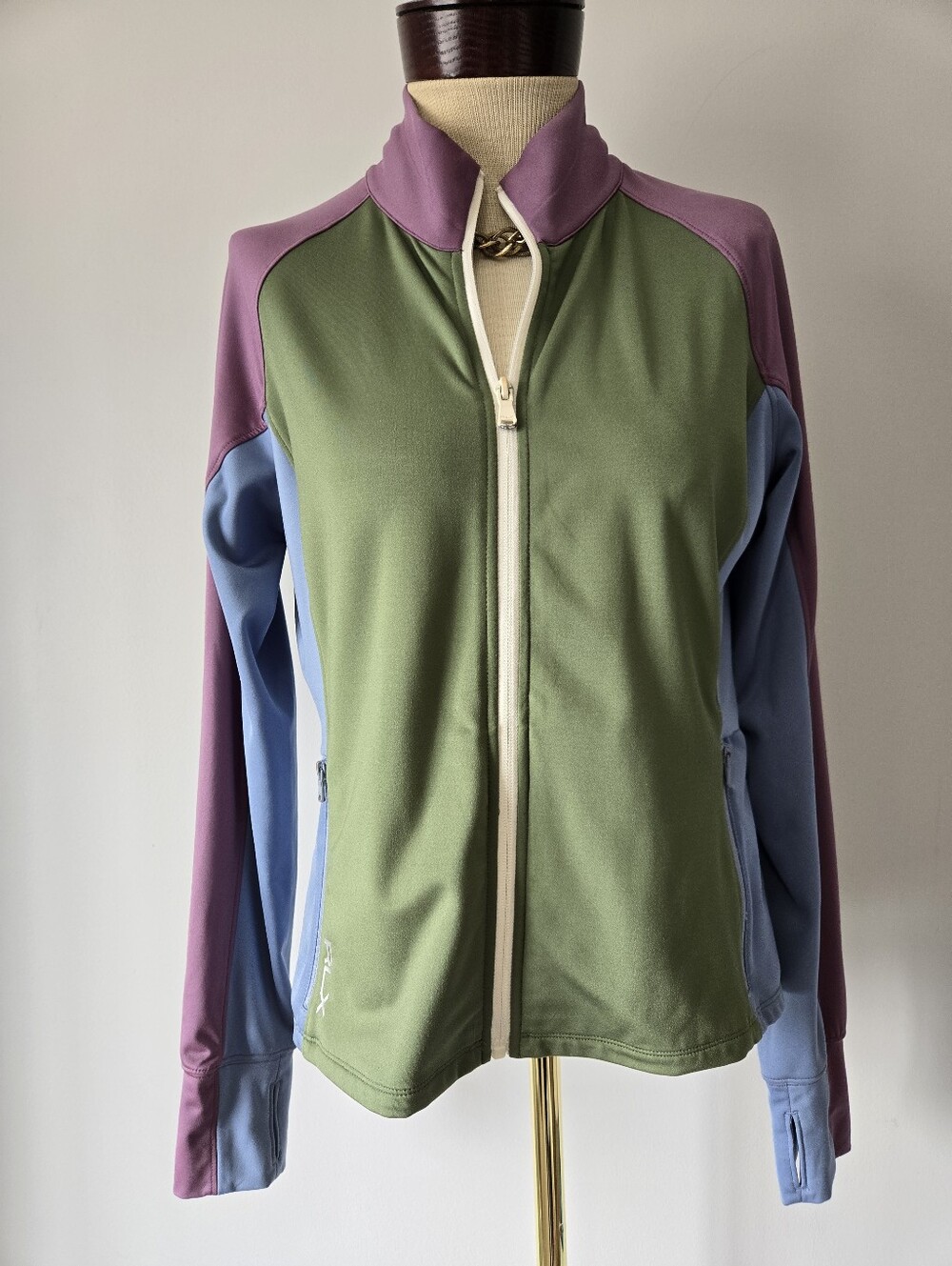 Ralph Lauren RLX Olive, Lavender & Light Blue Colorblock Active Jacket. Size M